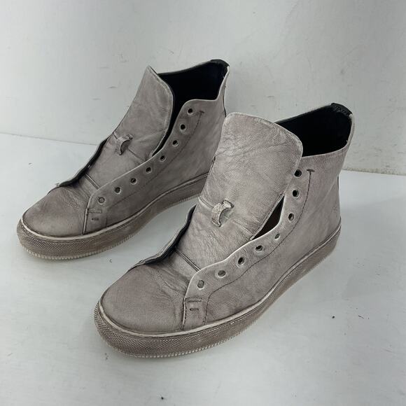 Frye Astor Men's Silver Metallic High Top Leather Athletic Shoes Sz 9.5 Preowned - Picture 2 of 8